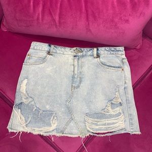 Distressed Denim Skirt